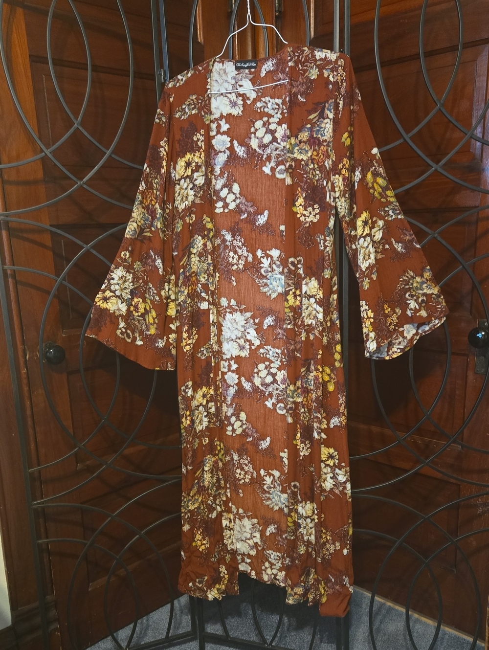 Rust Floral Lightweight Duster - Women's